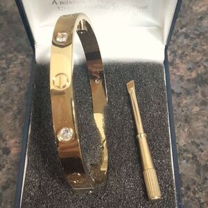 Unisex Faux Gold Bangle Bracelet with Screwdriver...New